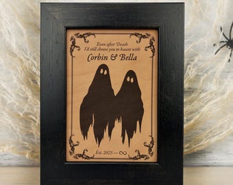 Ghost Couple Leather Art – Even After Death, Goth Dark Romance Personalized Gift