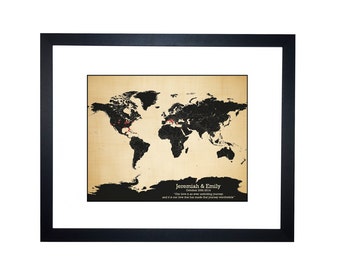 World map print, personalized world map with hearts, Best Cotton Anniversary Gift Idea ] JW Design Studio