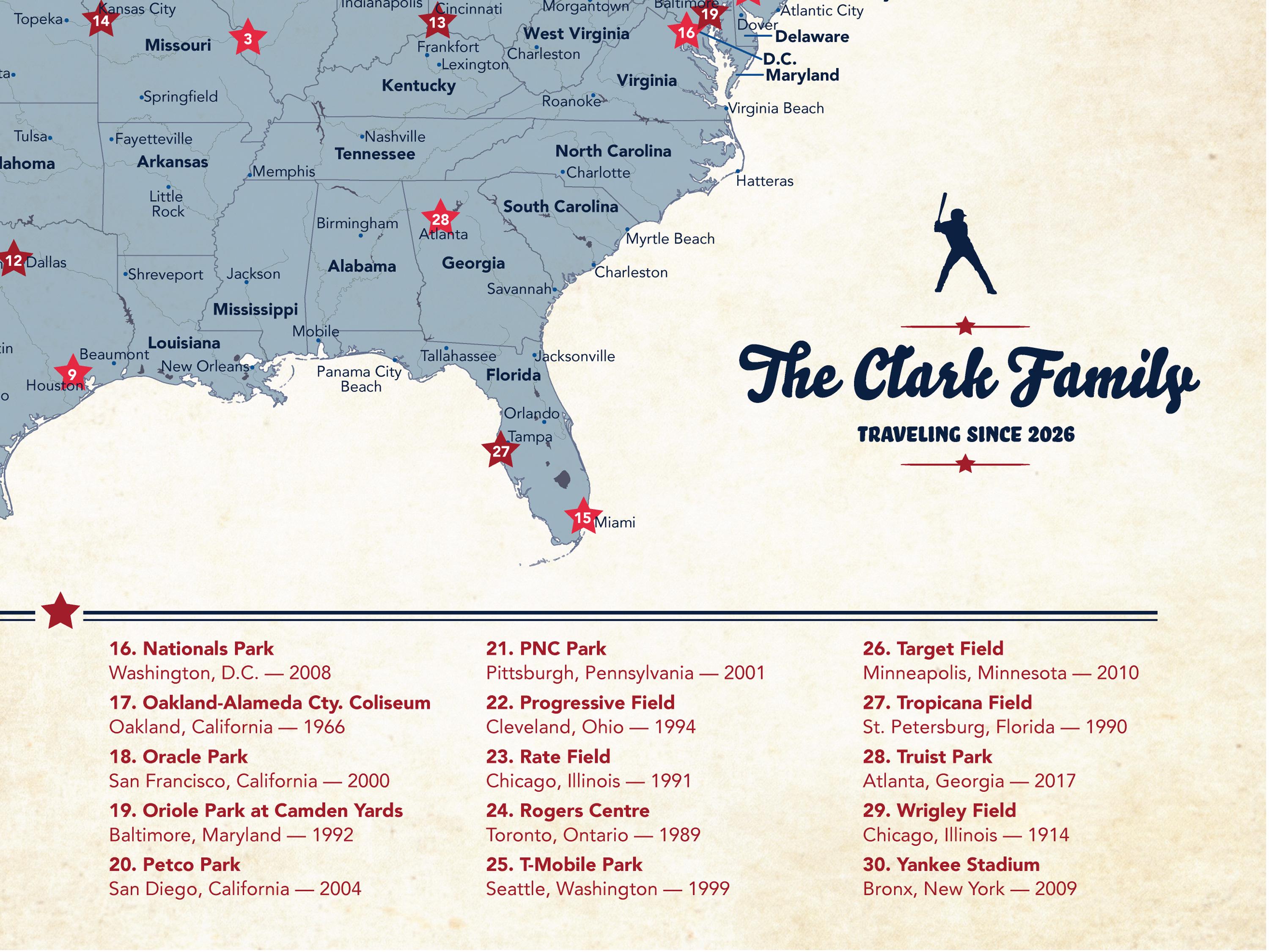 MLB Stadium Map Poster: Baseball Fan Travel Tracker With Pins - Etsy