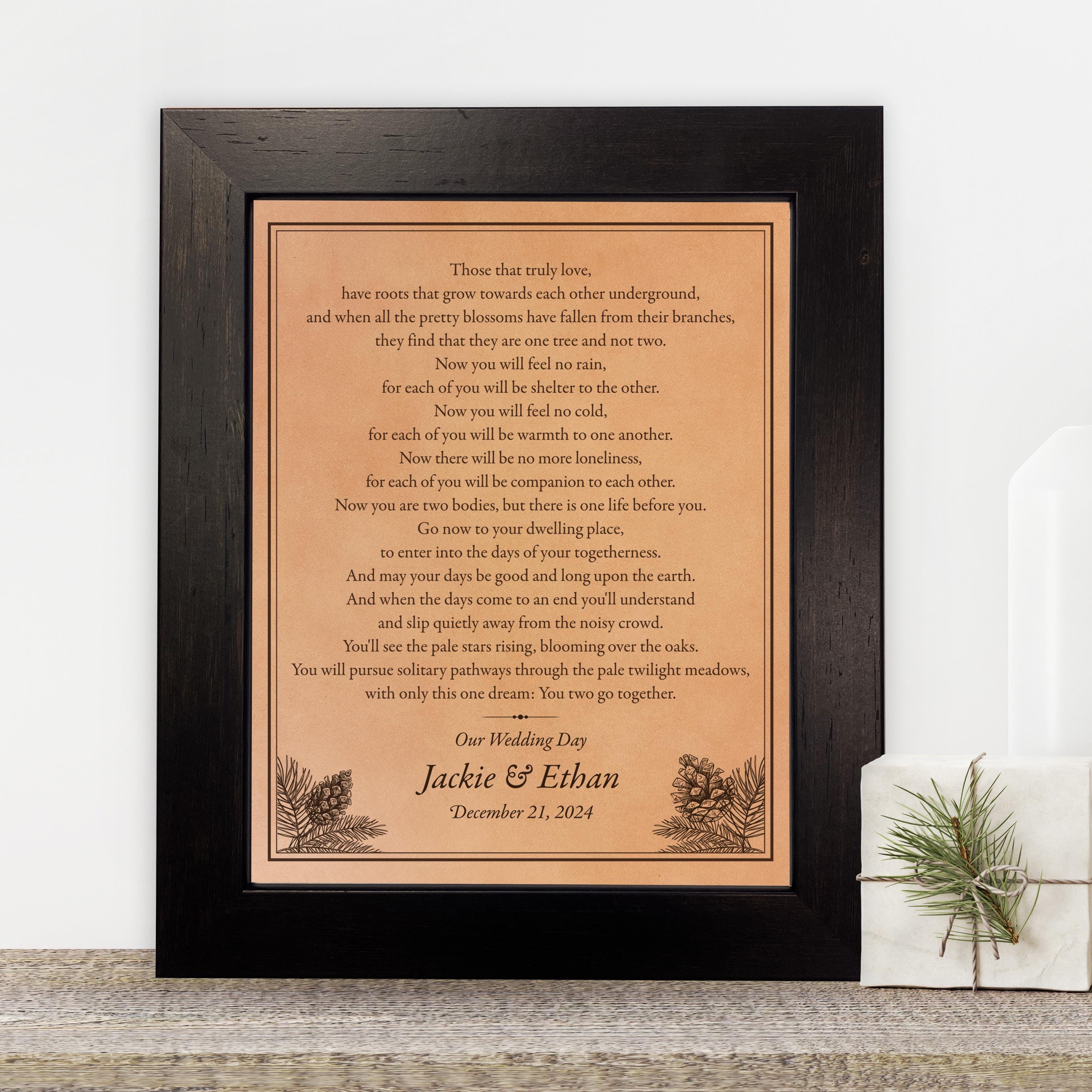 Personalized Engraved Leather Wedding Art: Rustic Outdoor Wedding, Pine Cone Gift
