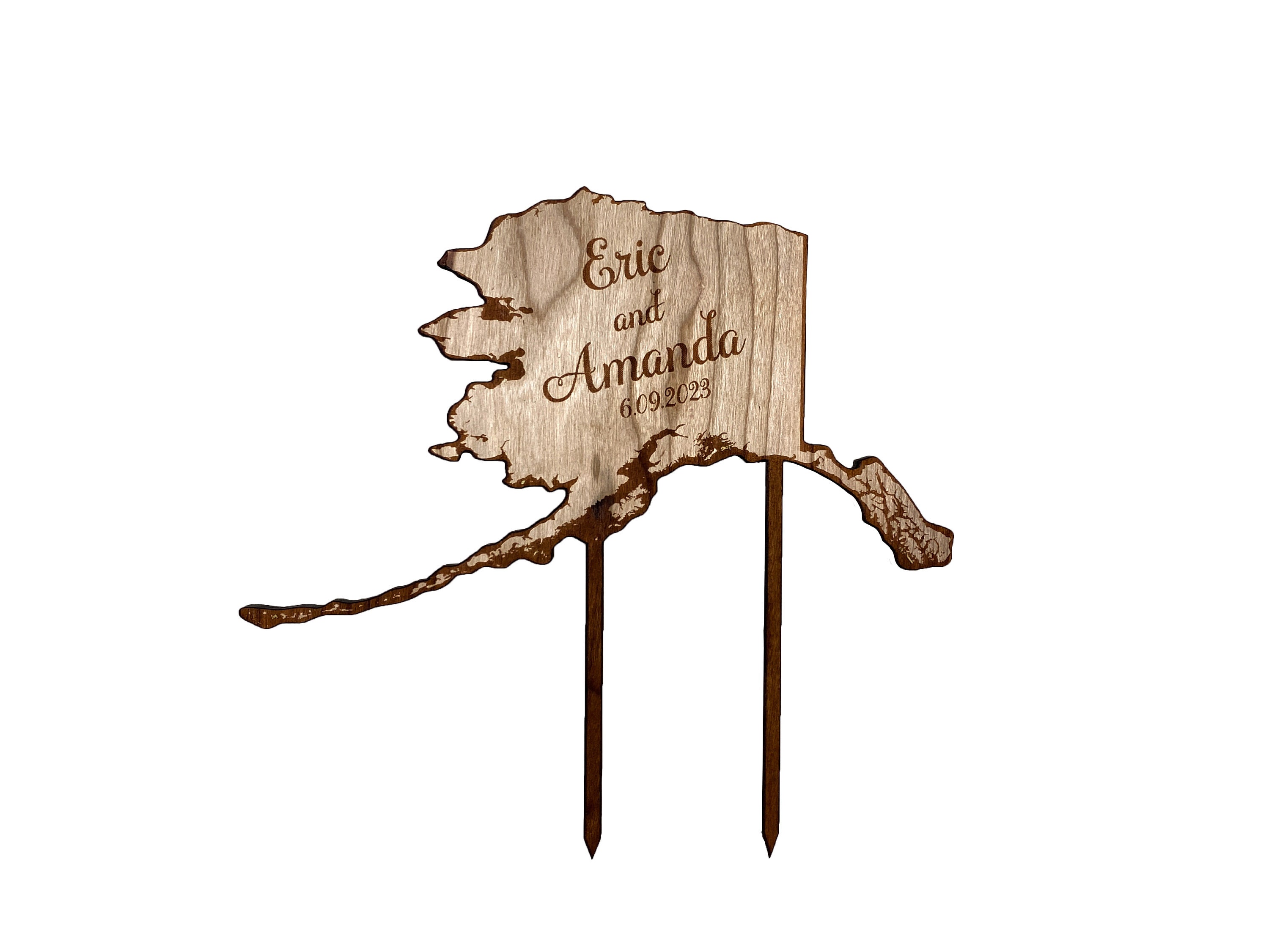 Wood State Cake Topper [Any state, rustic country vineyard wedding decor ] JW Design Studio