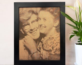 Personalized Leather Anniversary Photo: Engraved Wedding Picture Keepsake