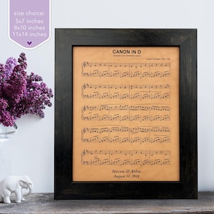 Personalized Leather Sheet Music Art, engraved leather 3rd or 9th anniversary music keepsake