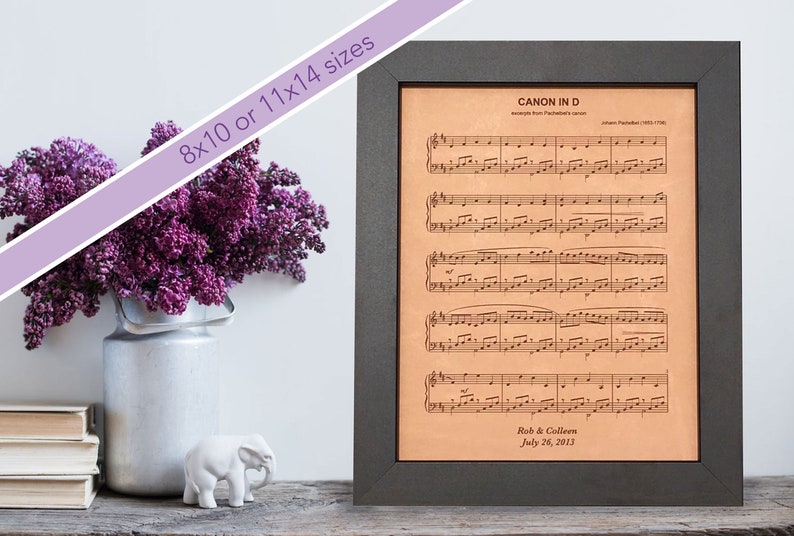 Leather anniversary gift sheet music [ leather engraved, 3rd anniversary gift for him or her, wedding song] JW Design Studio 