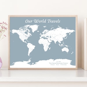 Weltreise Karte Personalisiert - Reise Geschenke für Jahrestag, Hochzeit oder Ruhestand | JW Designatelier