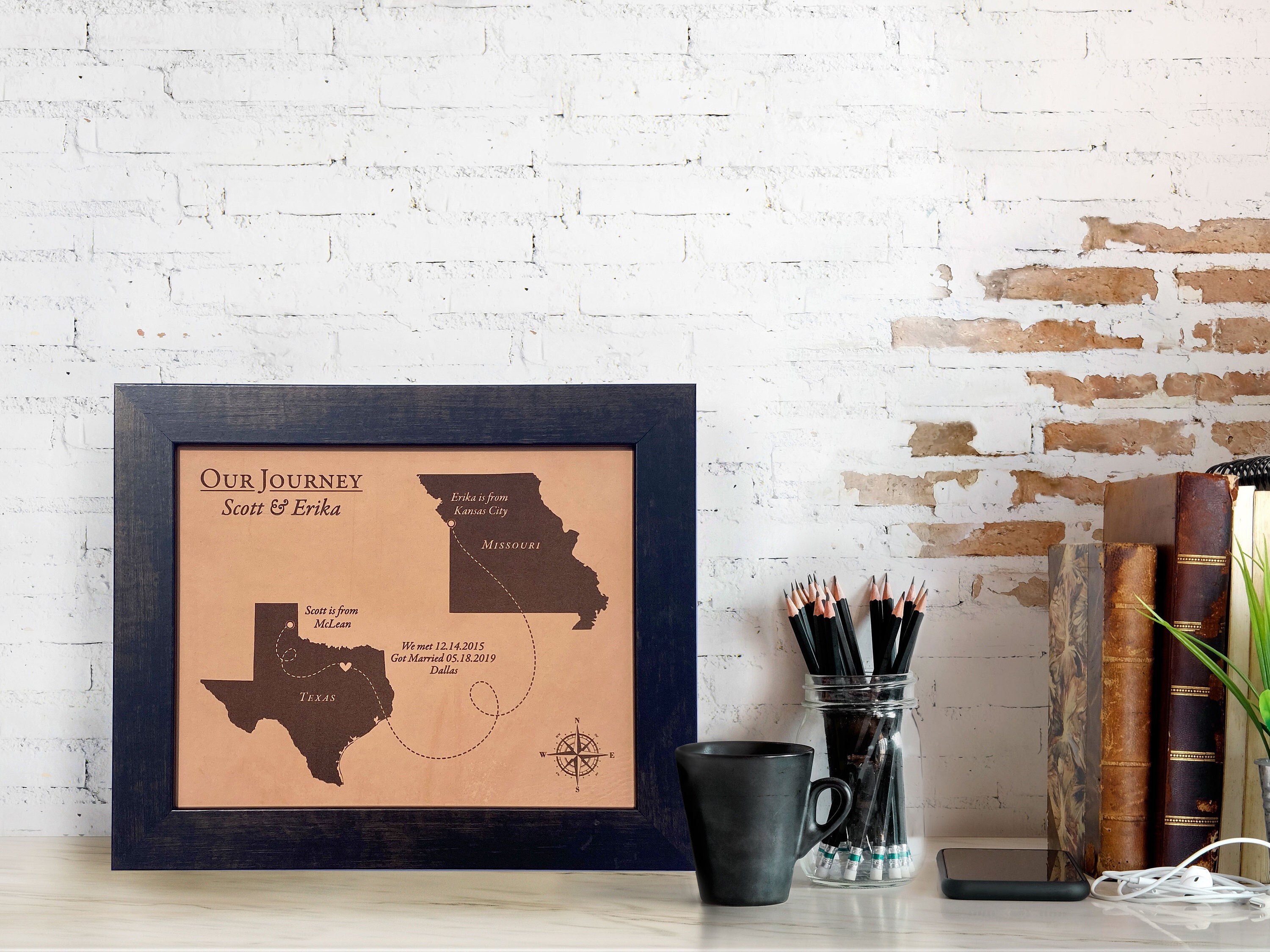 Our Journey Map Leather Leather Anniversary Gift Love Story - Etsy
