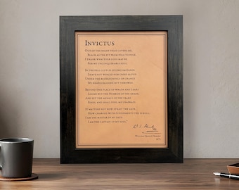 Invictus Poem Leather Wall Art, Inspirational Gift for Him, Men's Office Decor