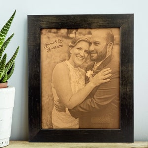 Engraved Leather Photo, 3rd Anniversary Gift, 9th Leather Anniversary Gifts for him or wife