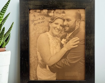 Foto grabada en cuero, regalos de cuero para el 3.º o 9.º aniversario de bodas para esposo y esposa