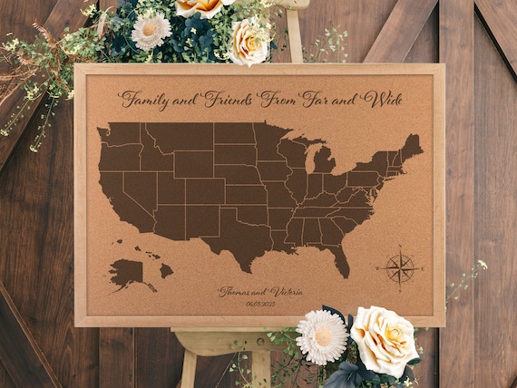 Wedding Guest Book Map Guest Book Alternative, Where Our Guests Are From,  Unique Decor JW Design Studio 