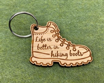 Life Is Better in Hiking Boots key chain – Eco-Friendly backpack bag tag