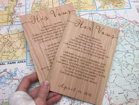 Wedding Vow Cards Rustic Wedding Decor His Hers Vow Book Etsy