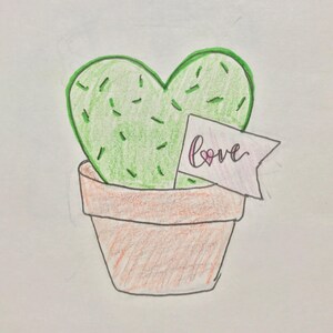 Potted Heart Cactus Cookie Cutter