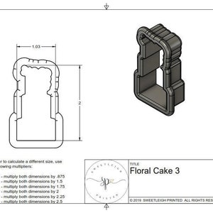 Floral Cake 3 Cookie Cutter. Wedding Cake Cookie Cutter.