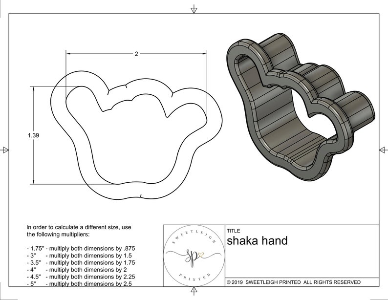 Shaka Hand Cookie Cutter