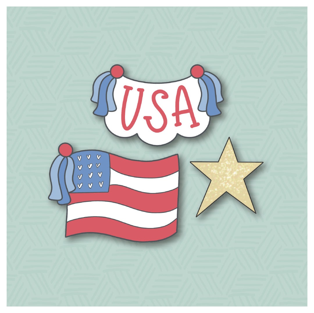 Streamer USA 3 Piece Cookie Cutter Set Etsy