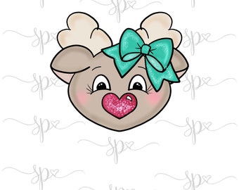 Girly Plush Reindeer Face Cookie Cutter