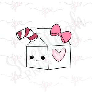 Girly Milk Carton with Straw Cookie Cutter