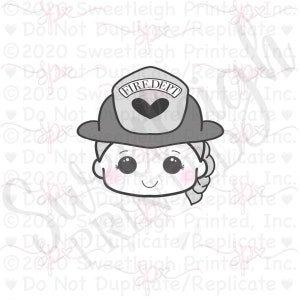 Fire Fighter Girl Face Cookie Cutter.