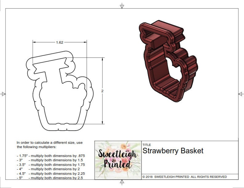Strawberry Basket Cookie Cutter Etsy