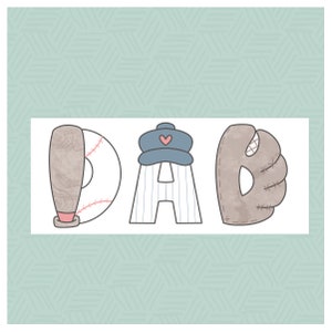Juego de cortadores de galletas con letras "PAPÁ" de béisbol