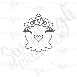 Floral Chicken Face 2020 Cookie Cutter. Farm Animal Cookie Cutter.