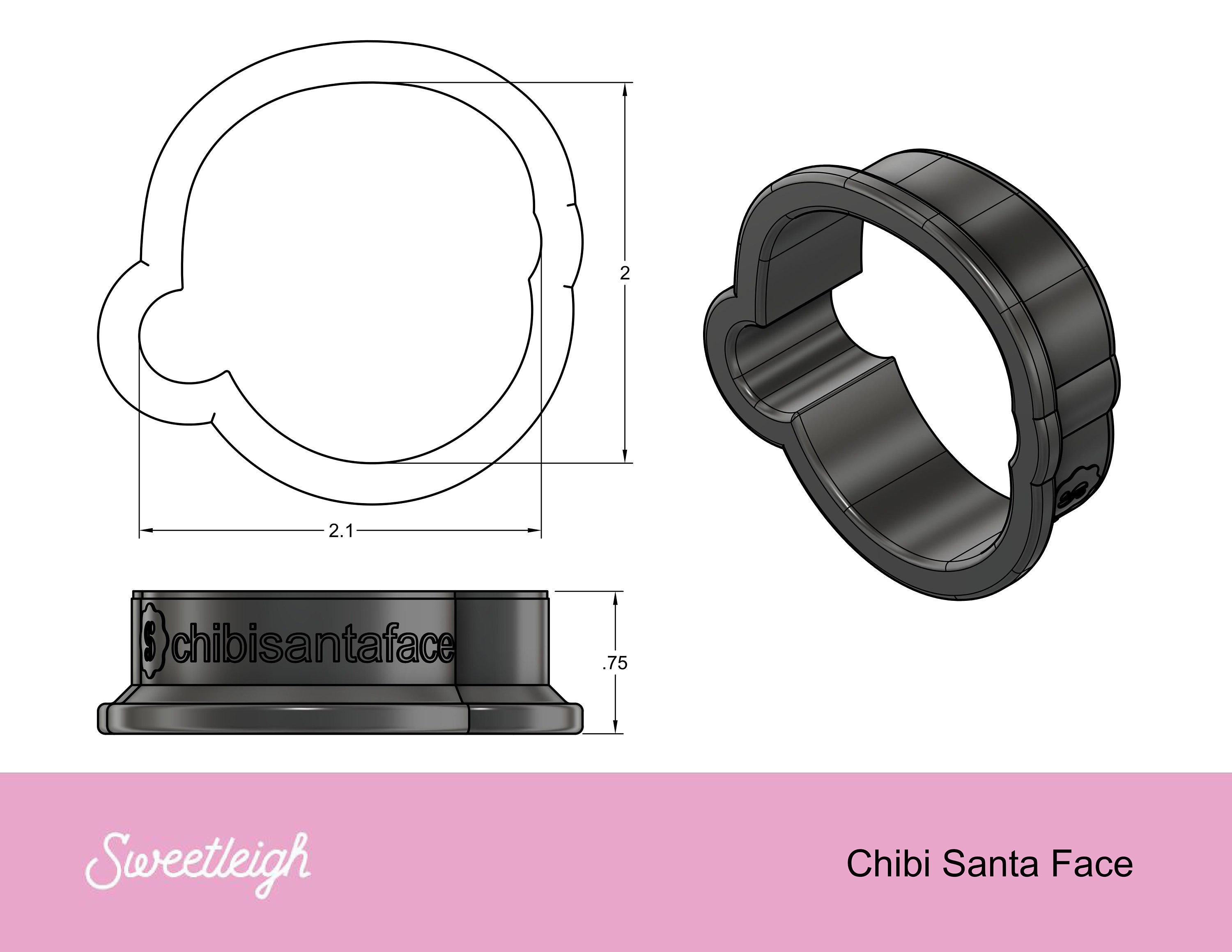 Chibi Santa Face Cookie Cutter - Etsy, image size:3000x2318