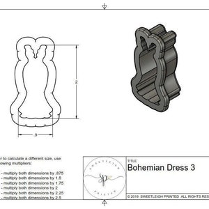 Bohemian Dress 3 Cookie Cutter - Sweetleigh