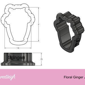 Floral Ginger Jar Cookie Cutter