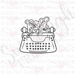 Floral Typewriter Cookie Cutter