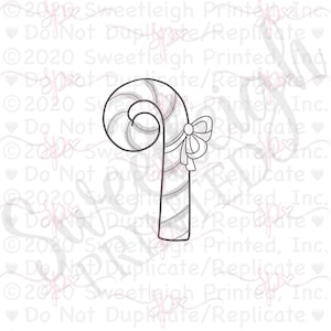 Yarn Bow Swirly Candy Cane Cookie Cutter