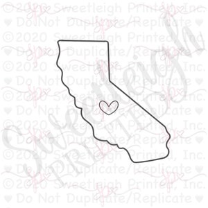 California with Heart Cutout Cookie Cutter