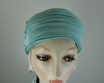 Ladies vintage aqua blue turban hat. Womens classic turban Hat. Blue draped fabric hat. Classic turban hat.