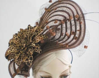 Mocha Brown Fascinator Tea Party Hat Church Hat Derby Hat  display picture 1