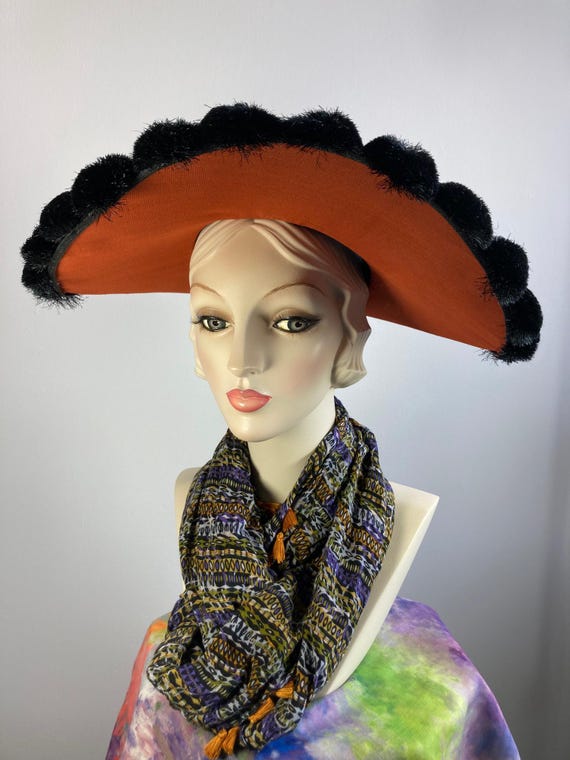 Veola Modes Ladies Vintage Burnt Orange and Black Hat  display picture 1