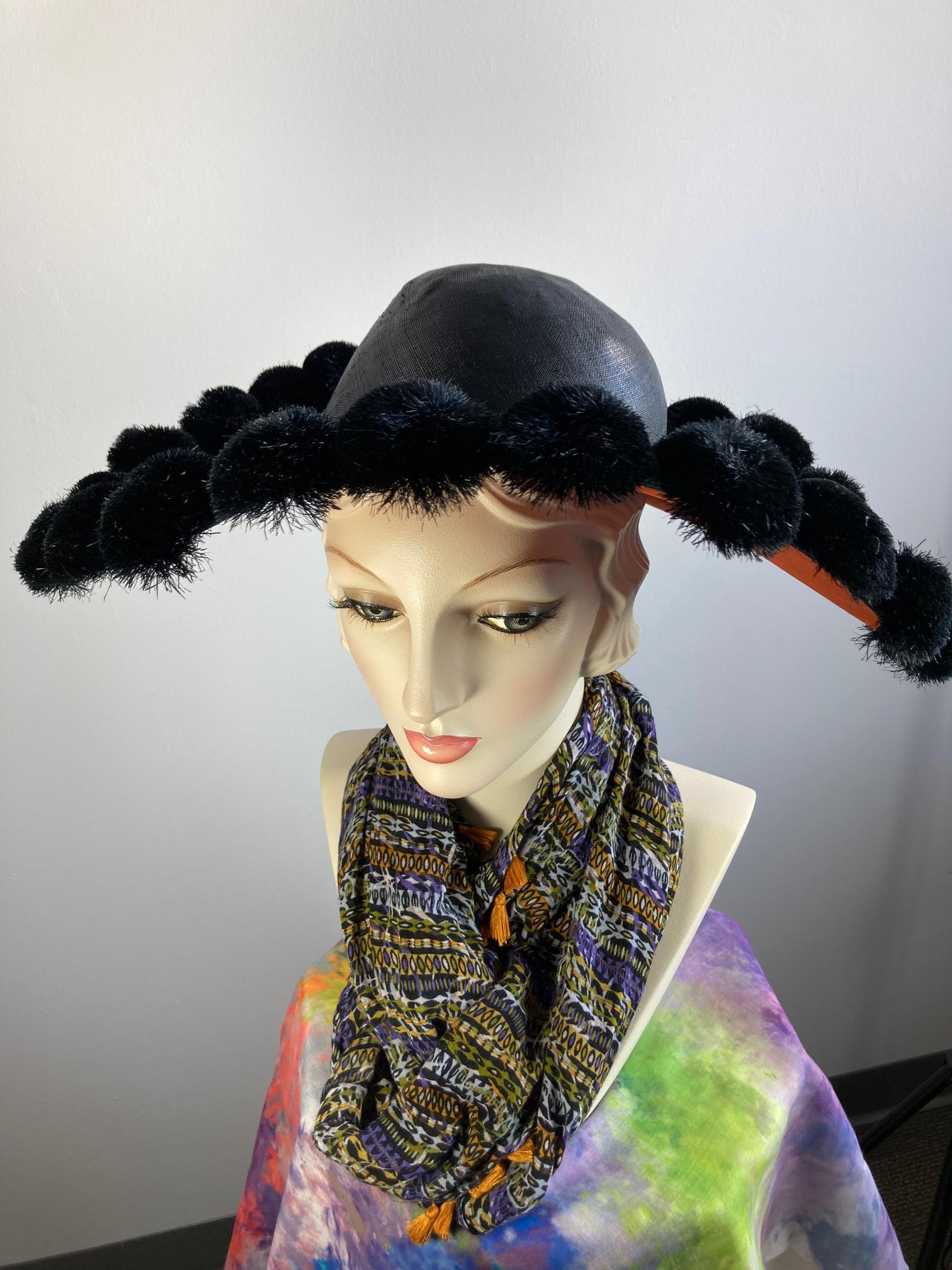 EXQUISITE DESIGNER 1940s\' MULTI-COLOR FABRIC & FELT HAT Funky fun beret Hat 1940s style. Floral fabric Colorful  main image 4