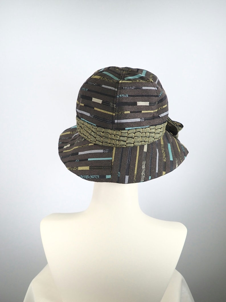 What a Great Hat Gold and Teal Miss Fisher Medium Brim Hat Brown Black