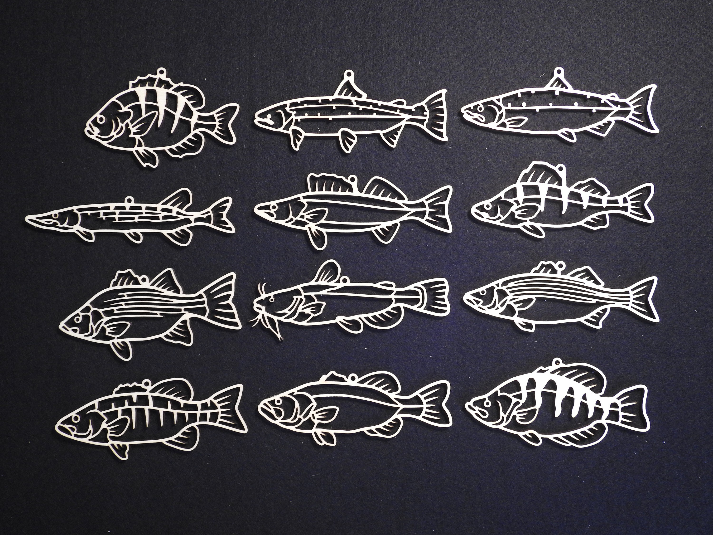 Fretwork Fish Fretwork Fish Ornaments - Set of 12 - Basswood - Laser Cut - Etsy