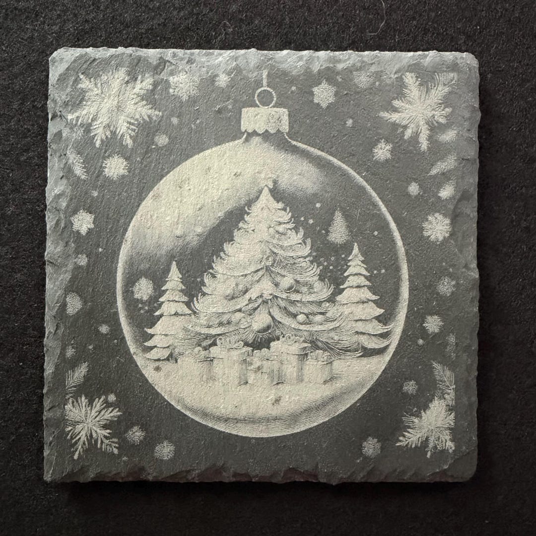 Laser Engraved Slate Coaster - Christmas - Tree Ornament - Etsy