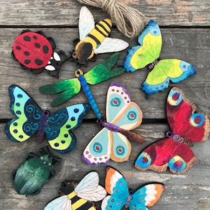 Hand Painted Wooden Insects