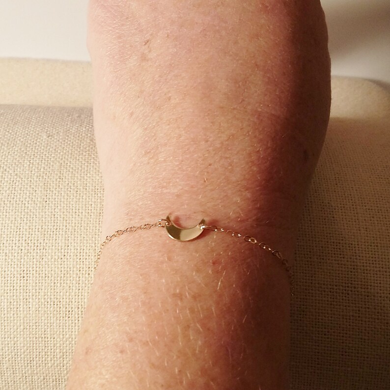 Gold Filled Moon Bracelet Tiny Gold Moon Bracelet Crescent Moon Bracelet Gifts for her Sideways Gold Moon Bracelet Small Moon Bracelet
