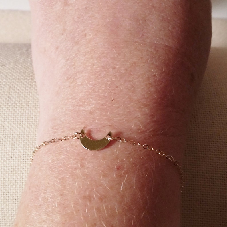 Gold Filled Moon Bracelet Tiny Gold Moon Bracelet Crescent Moon Bracelet Gifts for her Sideways Gold Moon Bracelet Small Moon Bracelet