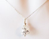 Dandelion Necklace, Wish Necklace, Silver Dandelion Necklace, Dandelion Seed Necklace, Terrarium Necklace, Bridesmaid Gifts, Christmas Gift
