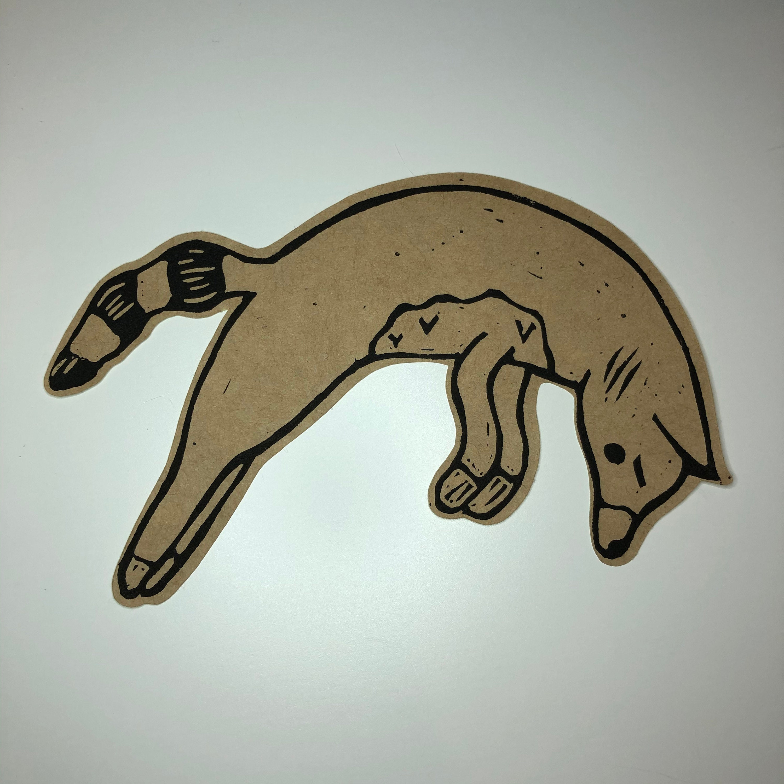 Fox Lino Print Sticker Kraft Paper Lino Print Sticker Etsy UK