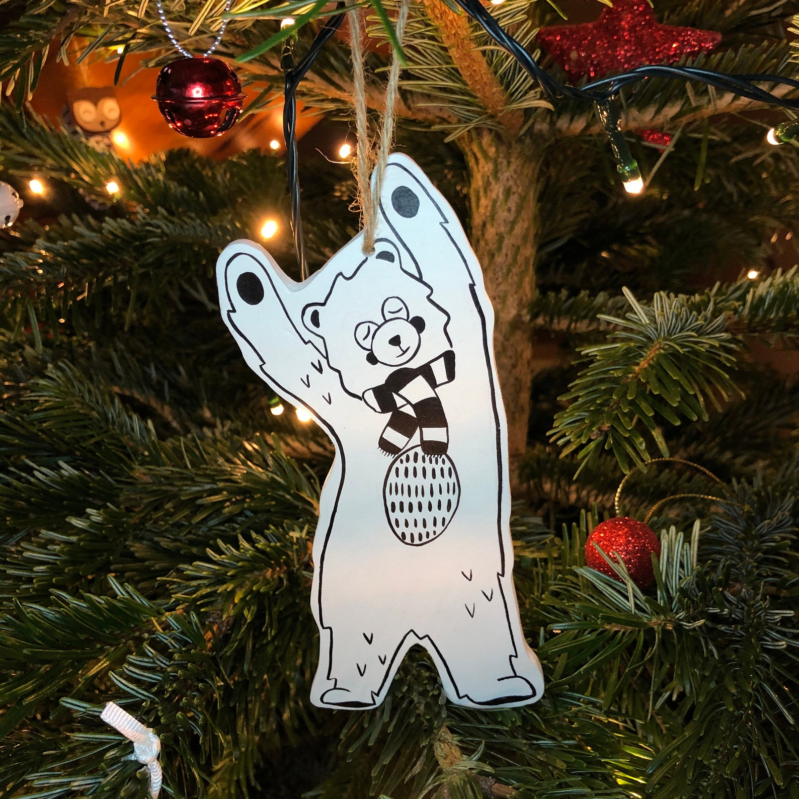 Christmas Bear Ornament Clay Ornament Christmas Decoration | Etsy