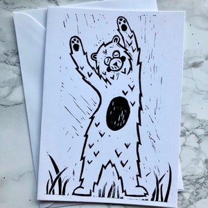 BEAR Card *colour your own card* Lino Print Bear Card