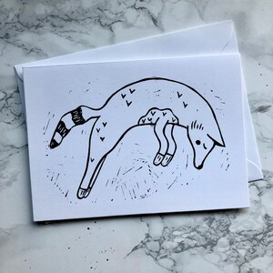 Carte FOX * coloriez votre propre carte * Lino Print Fox Card