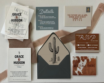 Digital Wedding Invite Template - Western Desert Boho Theme