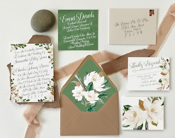 PHYSICAL ITEM - Romantic Calligraphy Style Wedding Invitations - Pack of 25