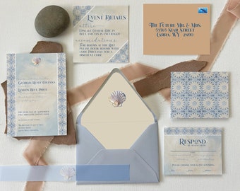 Physical Item - PRINTED Beach / Coastal Wedding Invitations Pack of 25